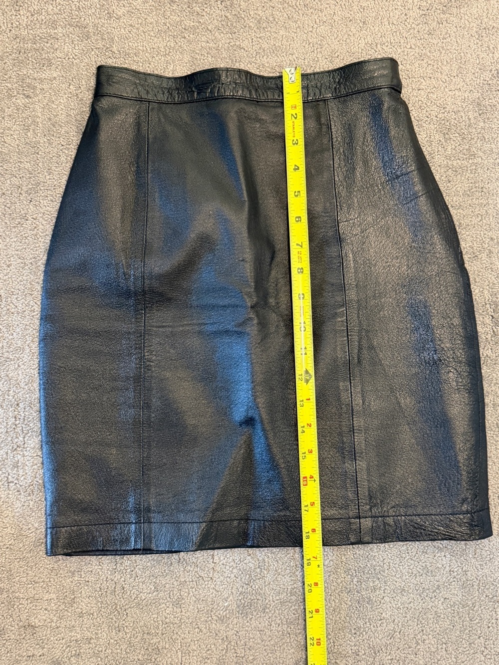 🔥 VTG 90s Wilsons Suede & Leather Black Genuine Leather High Waist Skirt 6 - Picture 8 of 8